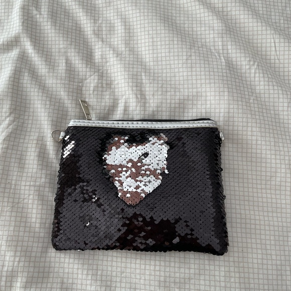 Aldo sequinned purse black/silver new - Picture 2 of 5
